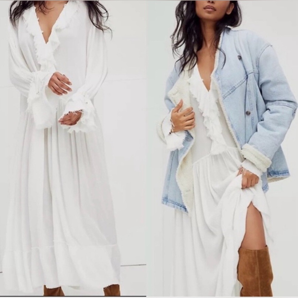 NWT! Free People Sweet Darlin Maxi Dress Size Small in Ivory/white